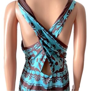 NWT Ann Taylor Turquoise & Brown Dress